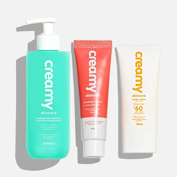 Kit Antioleosidade - Limpador Fiacial, Gel Creme Hidratante Facil Calming Cream, Protetor Solar FPS 60