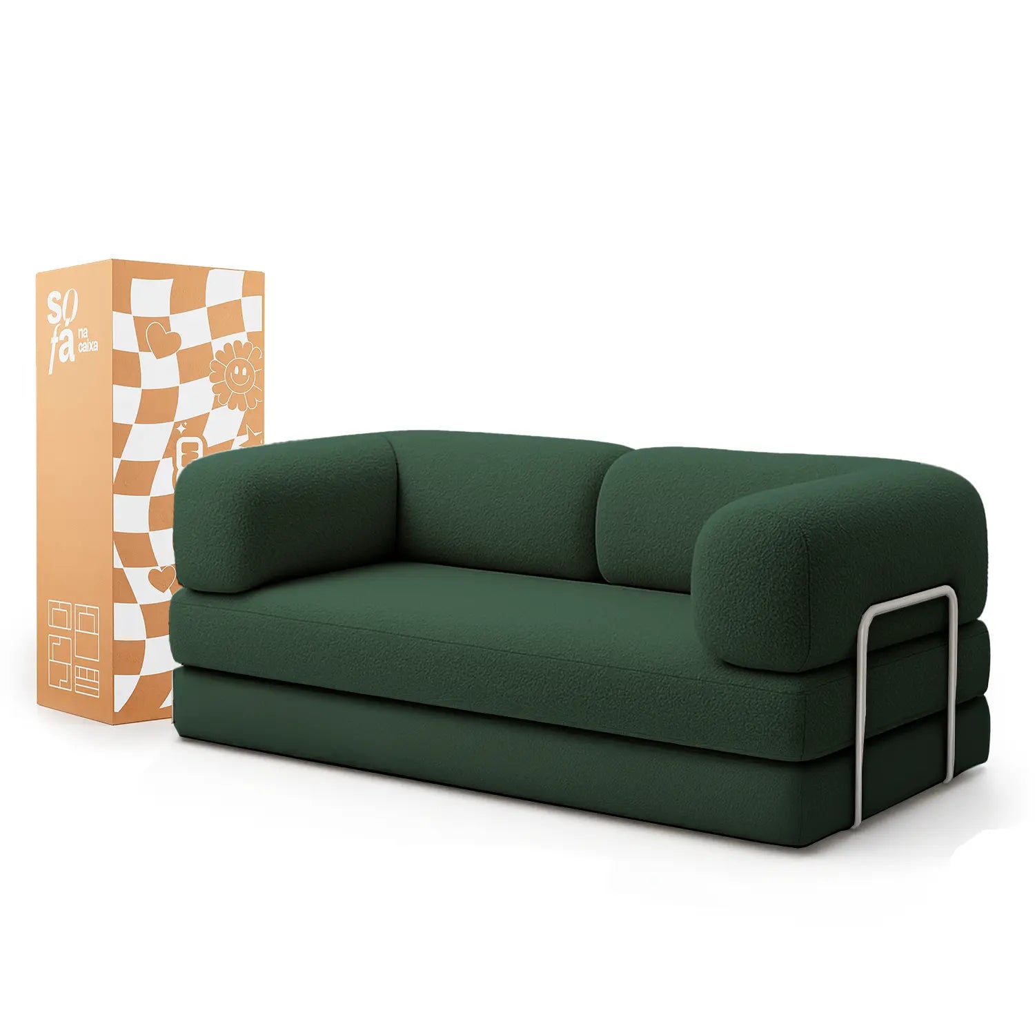Sofá Bouclé Verde Musgo